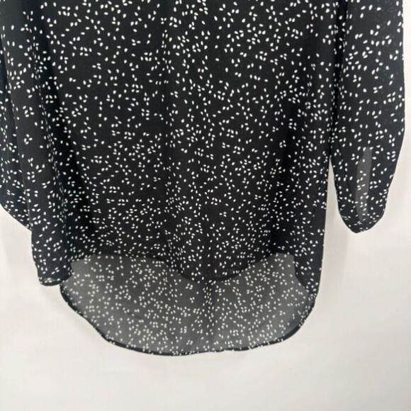 Daniel Rainn Koda Split Neck Rain Drop Polka Dot Blouse Black & White Size Small - Picture 8 of 16